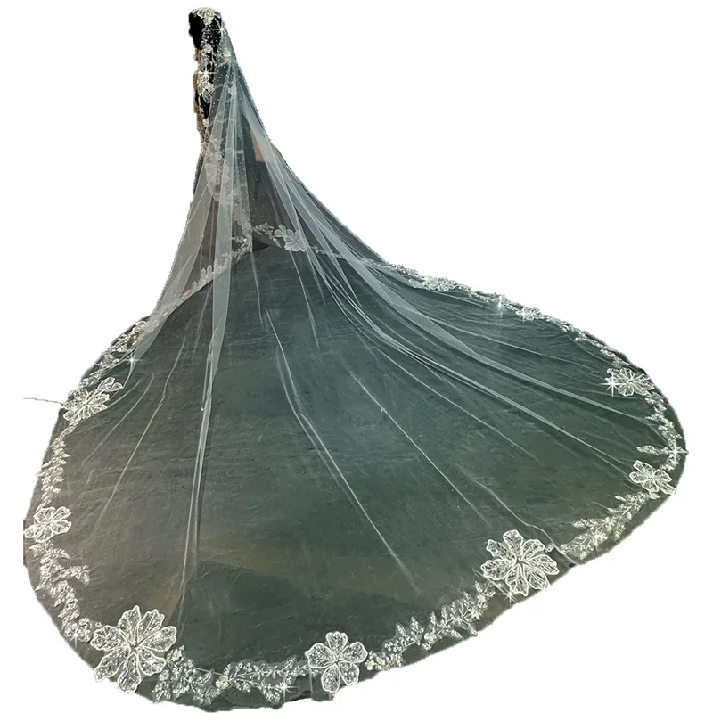 Embroidery floral mopping veil pearl veil bride wedding wedding location photo wedding accessories