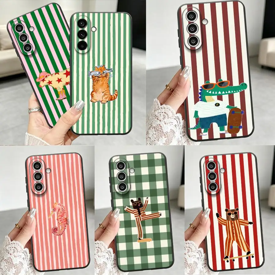 Case for Samsung Galaxy A57 A50 A06 A25 A16 A05 A55 A37 A52 A36 A53 A17 A73 A51 A15 Phone Cover A70 A41 Seahorse Stripe