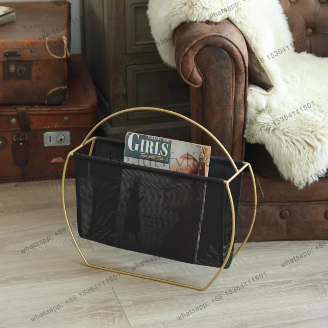 Stainless steel leather portable book and newspaper rack medieval storage rack