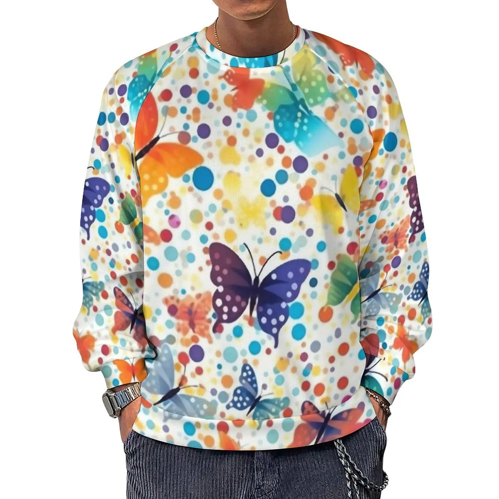 

Colorful Butterflies with Polka Dots Fashion Hoodies Autumn Streetwear Sweatshirts Male Y2k Cute Graphic Oversized Hoodie