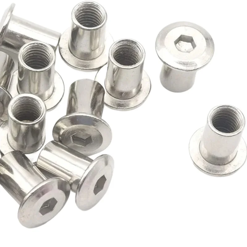 Lot M6x12/15/17/22mm Iron Nickel Plated Rivet Hex Socket Head Insert Nut Screw Post Furniture Fittings Fastener Stainless Steel