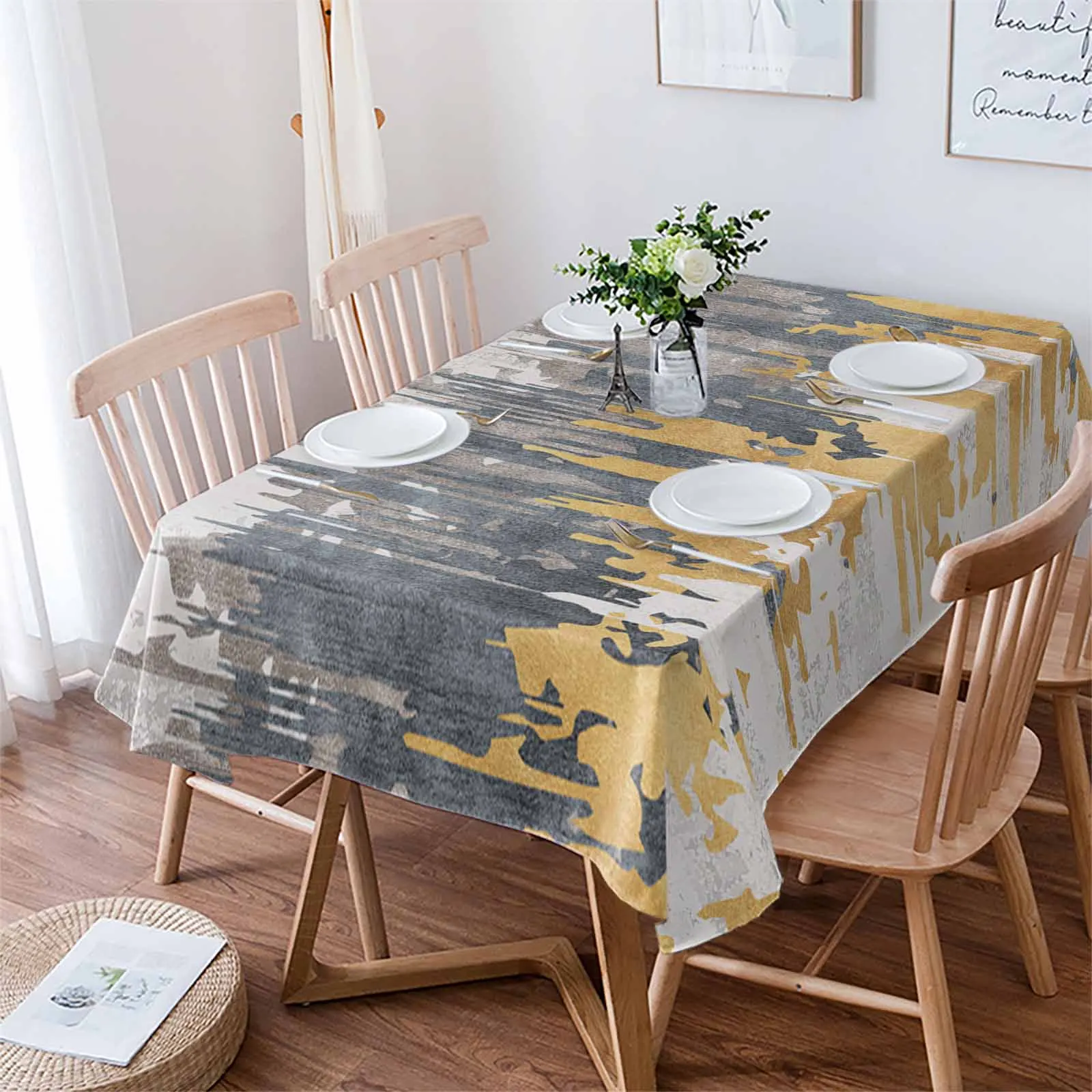 Abstract Streamline Modernist Marble Pattern Tablecloth Waterproof Dining Table Rectangular Round Tablecloth Kitchen Decoration