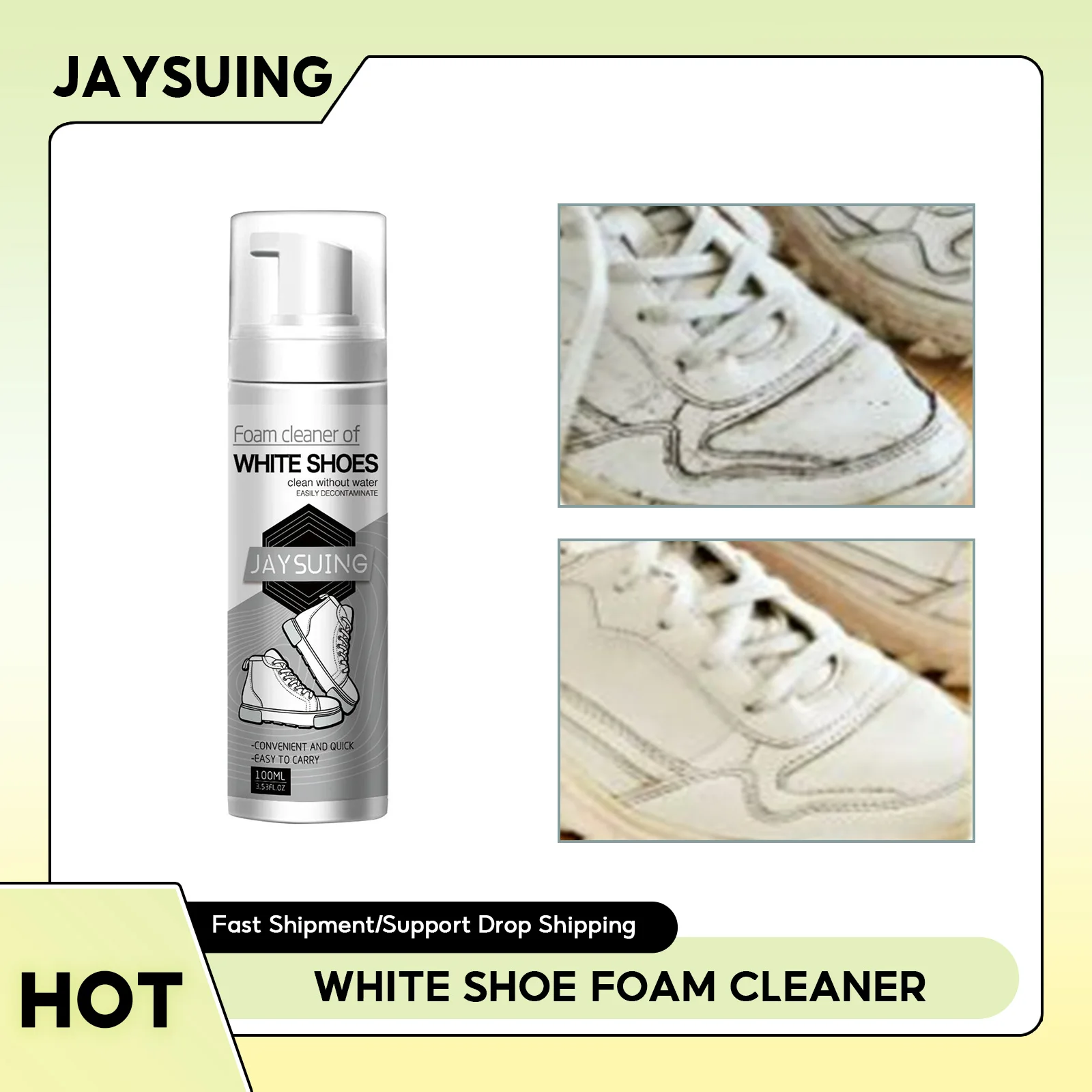 

White Shoe Foam Cleaner Shoes Dirt Remover Whitener Canvas Remove Yellow Edge Oxidizing Sneakers Boot White Shoe Stain Remover