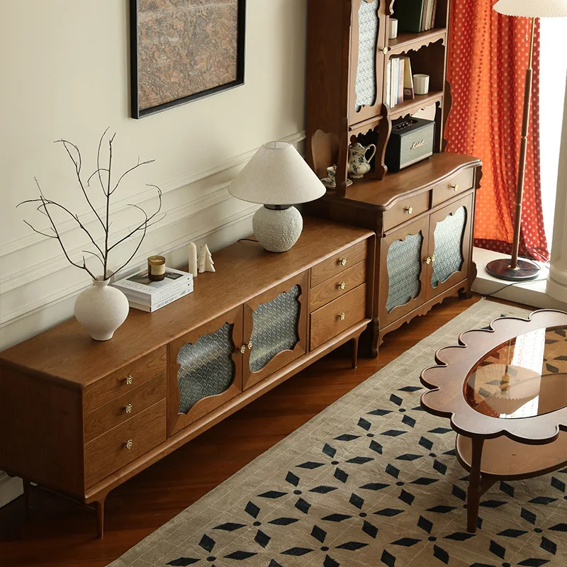 

Тумба под телевизор из вишневого дерева, витрина для гостиной, шкаф для хранения из цельного дерева.