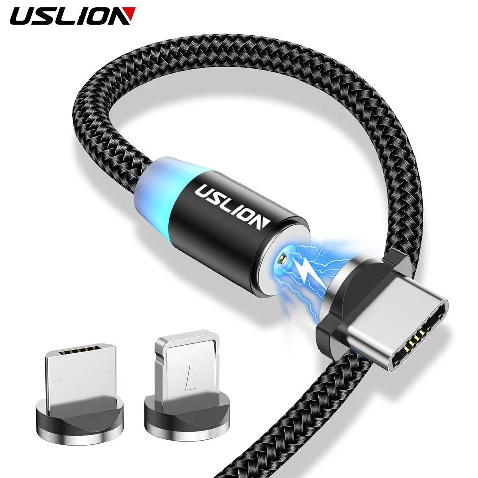 Uslion LED magnetisches USB-Kabel Ladekabel Typ C für iPhone 14 11 13 Xiaomi Samsung Magnet Ladegerät Mikro 1m 2m Kabel Kabel