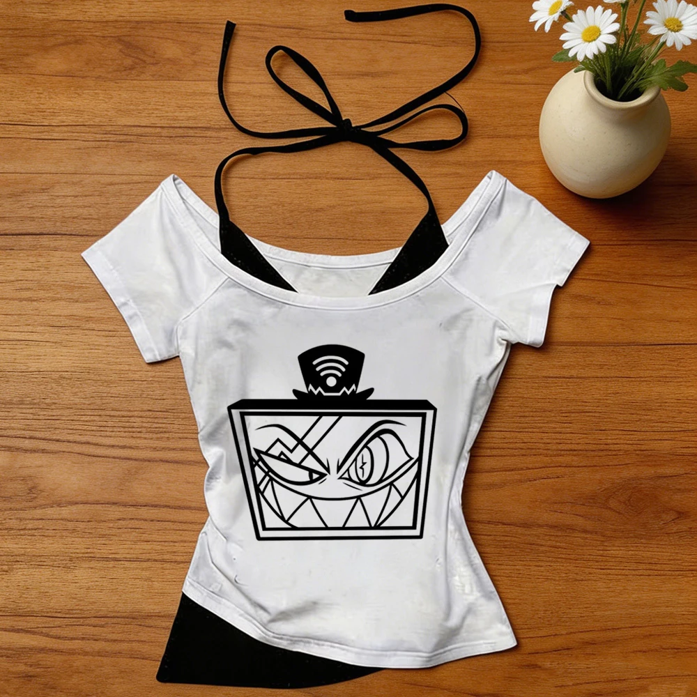 Camiseta corta Hazbin Hotel, e - Vintage Fashion For Sale reseña y precio