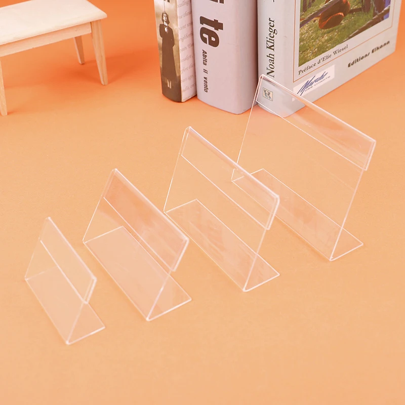 HOT 5pcs Transparent Acrylic Display Stand Desk Sign Label Frame Price Tag Display Business Card Holders
