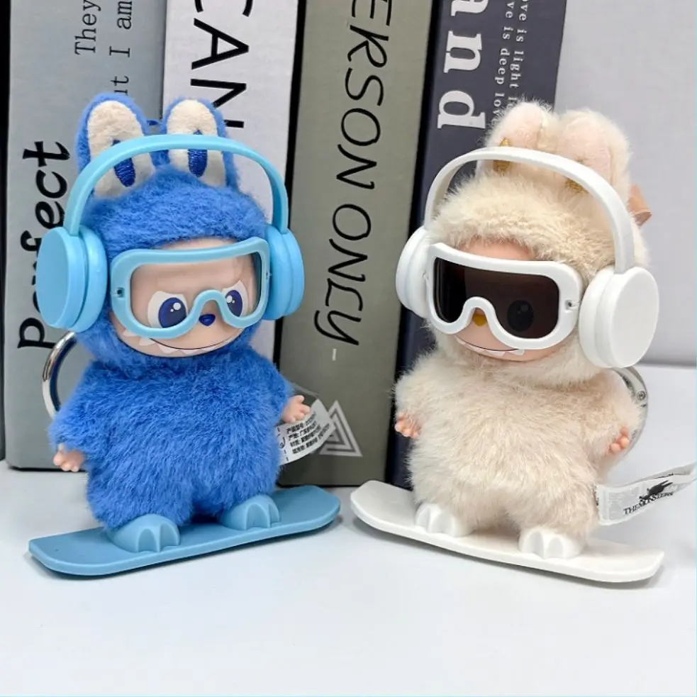 Voor 10 cm Labubu Kleding Skiën Set Hoofdtelefoon Ski Bril Snowboard DIY4.0 Labubu Hart Wachtwoord Pop Accessoires Speelgoed Geschenken