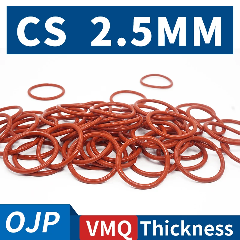 Thickness2.5mm CS Red VMQ Silicon Rubber O-rings Seals Gasket Washer Temperature Resistant Waterproof Soft Silicone Ring
