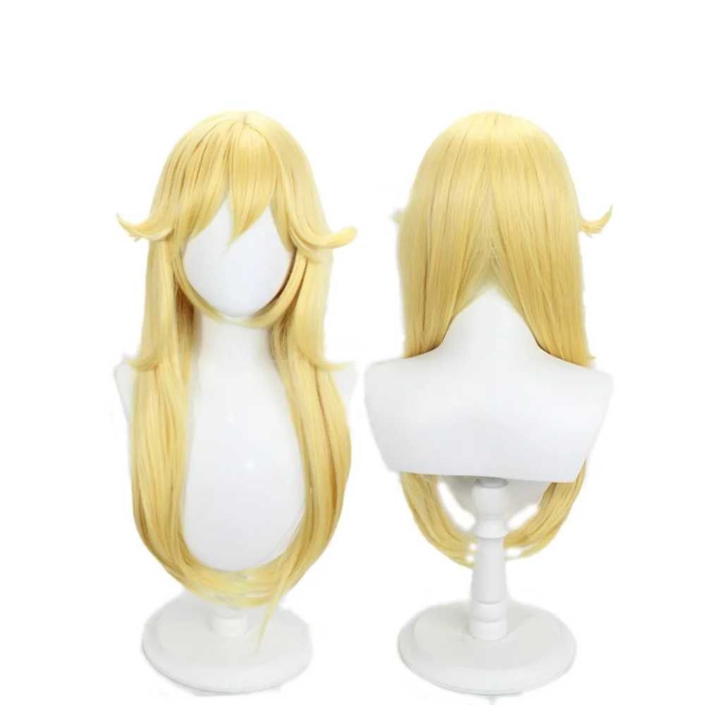

Персиковый парик принцессы для косплея, желтые перевернутые волосы для праздничного костюма