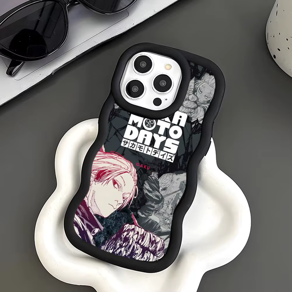 

Sakamoto Days Gaku Phone Case for iPhone 17 16 15 14 13 12 11 Air Pro Max Plus Black Soft TPU Wavy Edge Cover