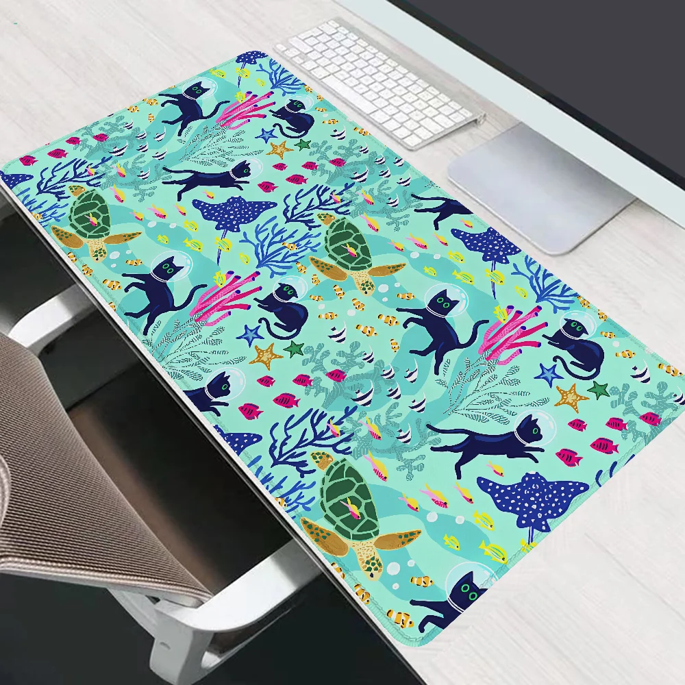 FELINE SEABED EXPLORATION Xxl Mouse Pad 900x400 Diy Gaming Computer Mat Desktops Desk Accessories Office Pc Gamer Mousepad Mats