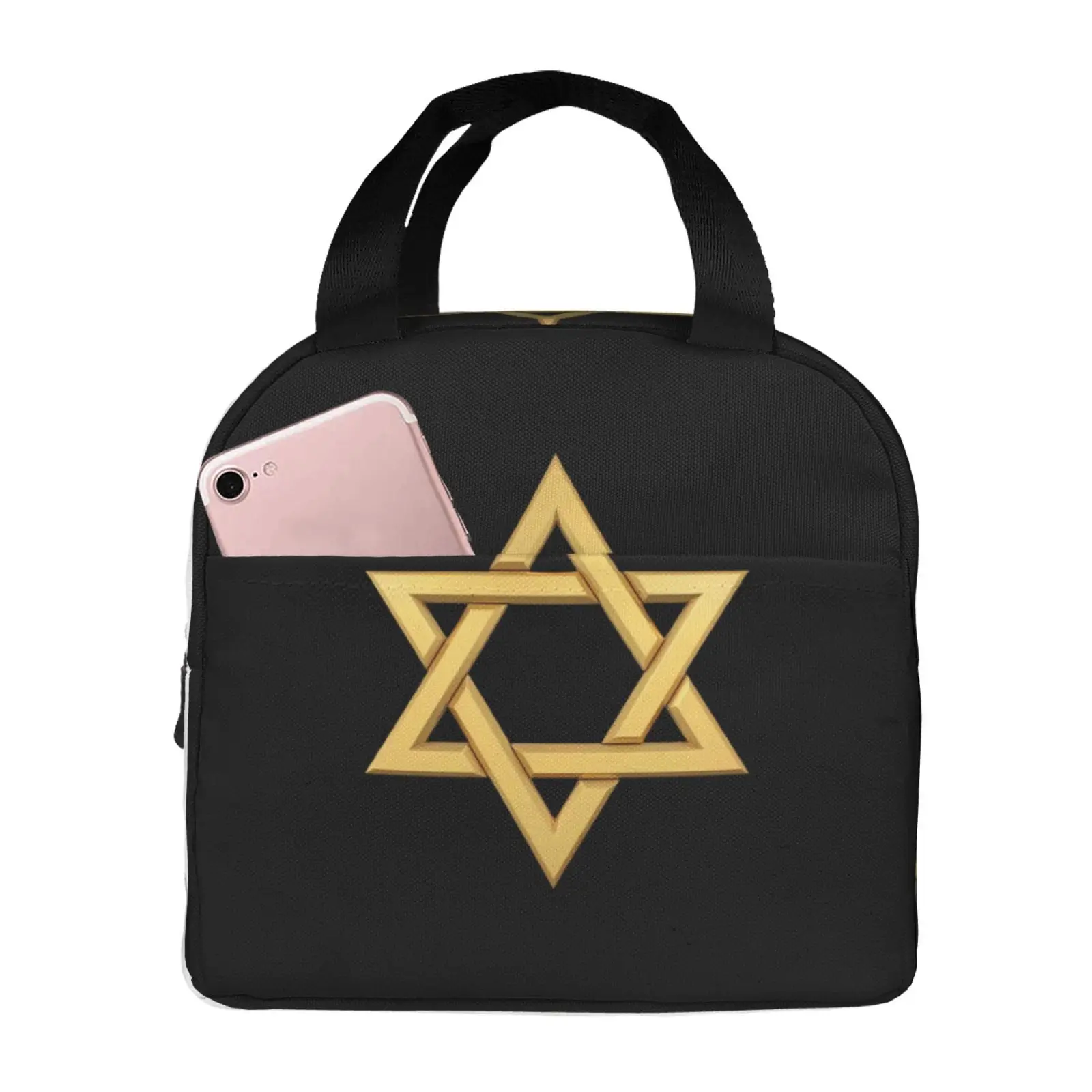 Six Pointed Star Pattern Print Lunch Bags Insulated Bento Box Lunch Tote Leakproof Picnic Bags Thermal Bag for Woman Girl School