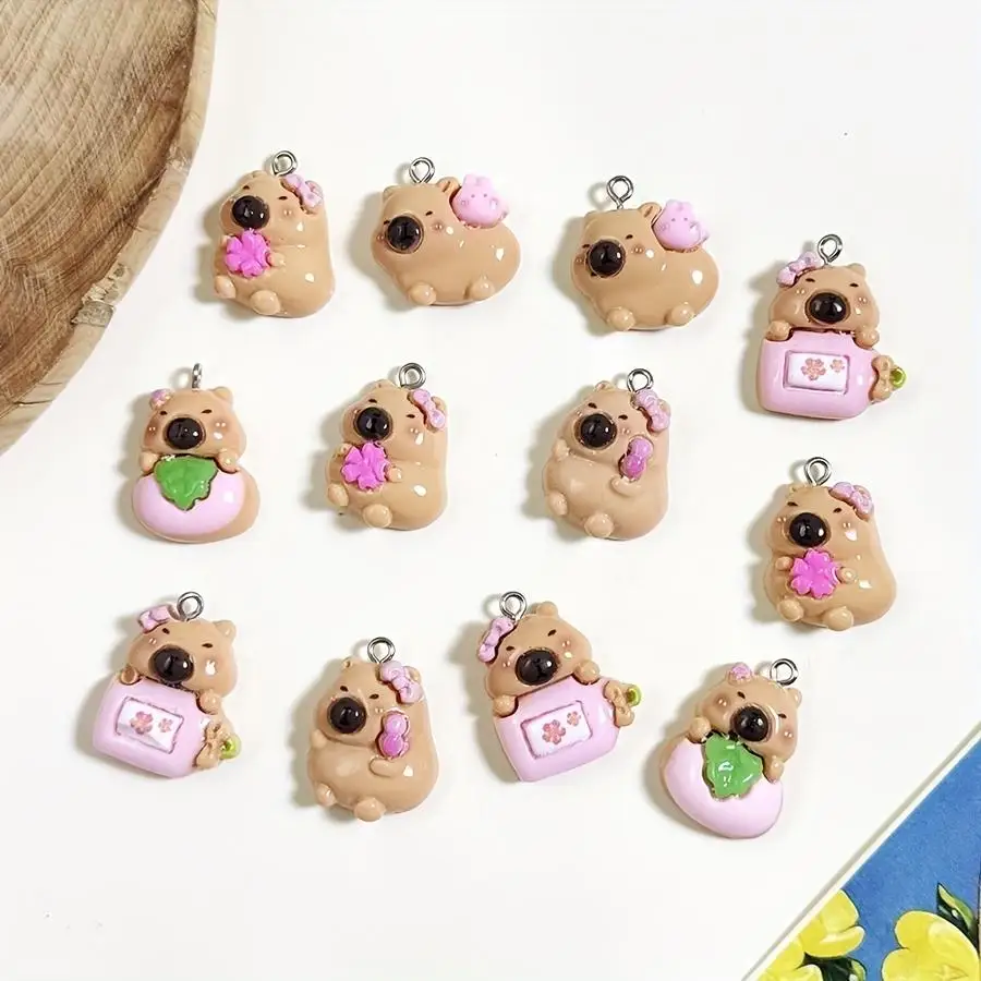 1/5/10/20/50/100pcs Units, Mixed Colors, Random Simulation, Capybara, Micro, Cute Cartoon, Resin Pendant, Handcrafted Jewelry, C