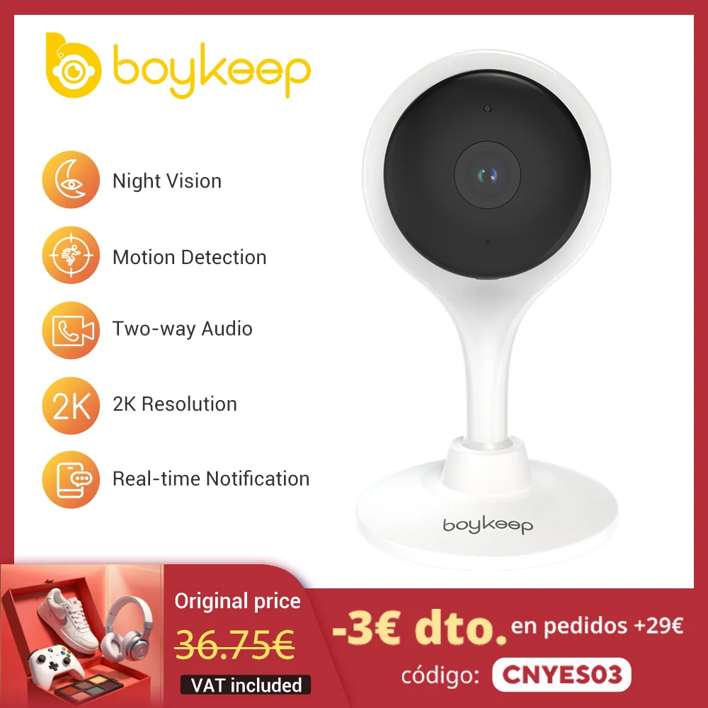 Boykeep 2K 5G/2.4GHz Wi-Fi Indoor Security Camera, Camera for Baby/Elder/Dog/Pet with Phone app, 2-Way Audio Baby Monitor Camera