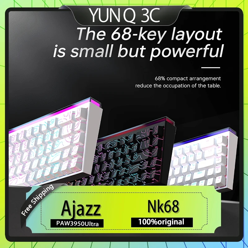 

Проводная механическая клавиатура Ajazz Nacodex Nk68 RGB, 68-клавишная клавиатура для игрового и офисного использования, компьютерная периферия