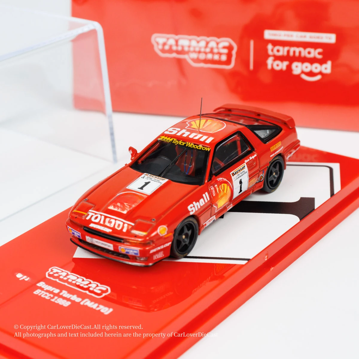 

Литая под давлением модель автомобиля Tarmac Works 1:64 Supra Turbo (MA70) BTCC 1988 Chris Hodgetts