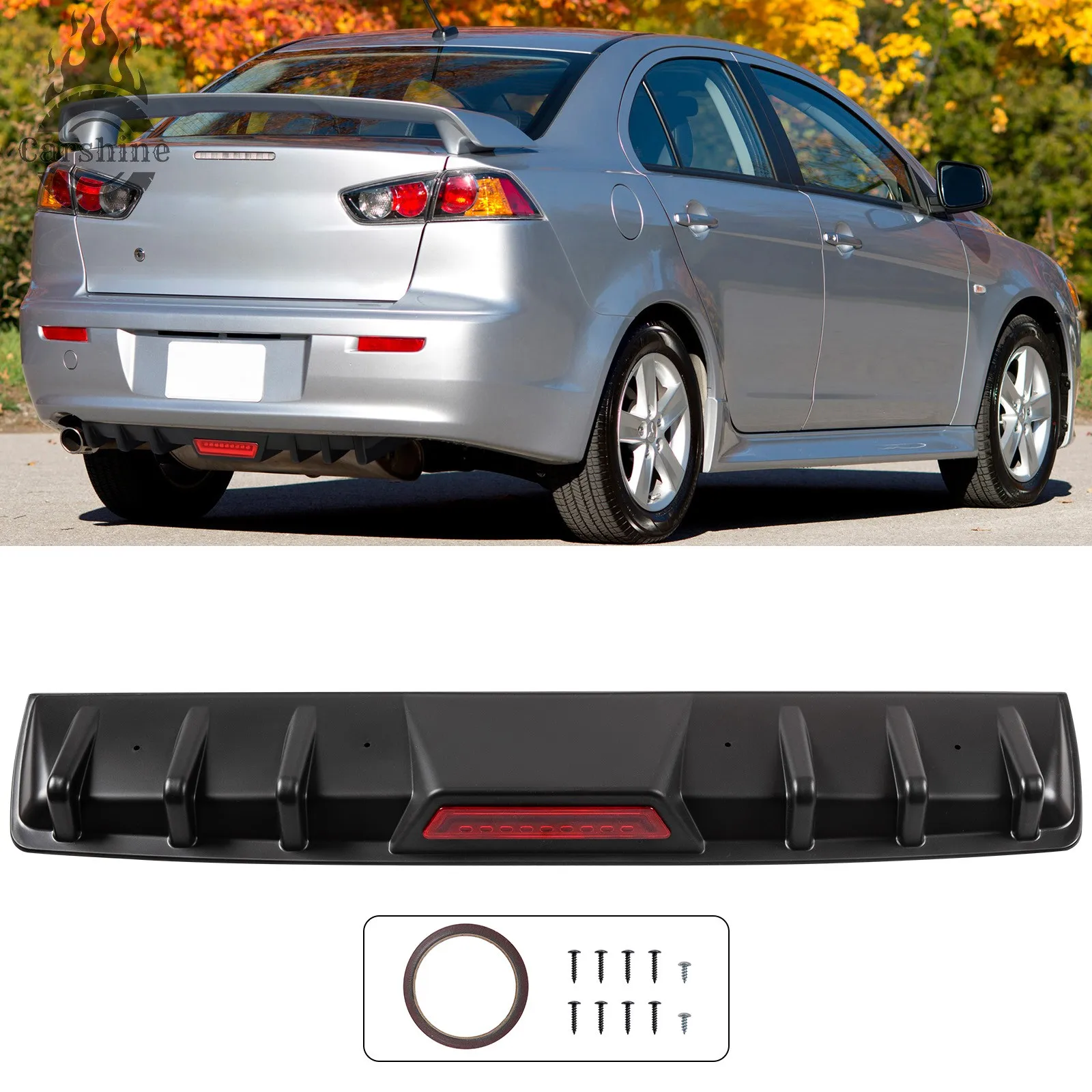 

Black Car Rear Bumper Diffuser Shark Fins Spoiler For Mitsubishi Lancer CJ CY C