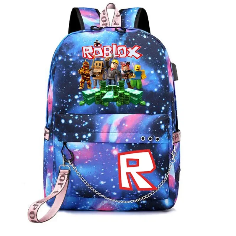 حقيبة ظهر للكمبيوتر المحمول مطبوع عليها رسوم كرتونية من Roblox Game للجنسين، حقيبة سفر عصرية هدية عيد الميلاد للطلاب والملاعبين #4