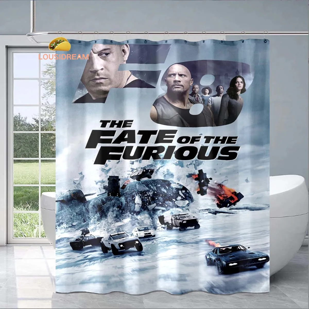 

F-Fast Furious Exquisite Shower Curtain Fashionable Decorative Gift for Adult Children's Bathroom Waterproof and Mildew-proof