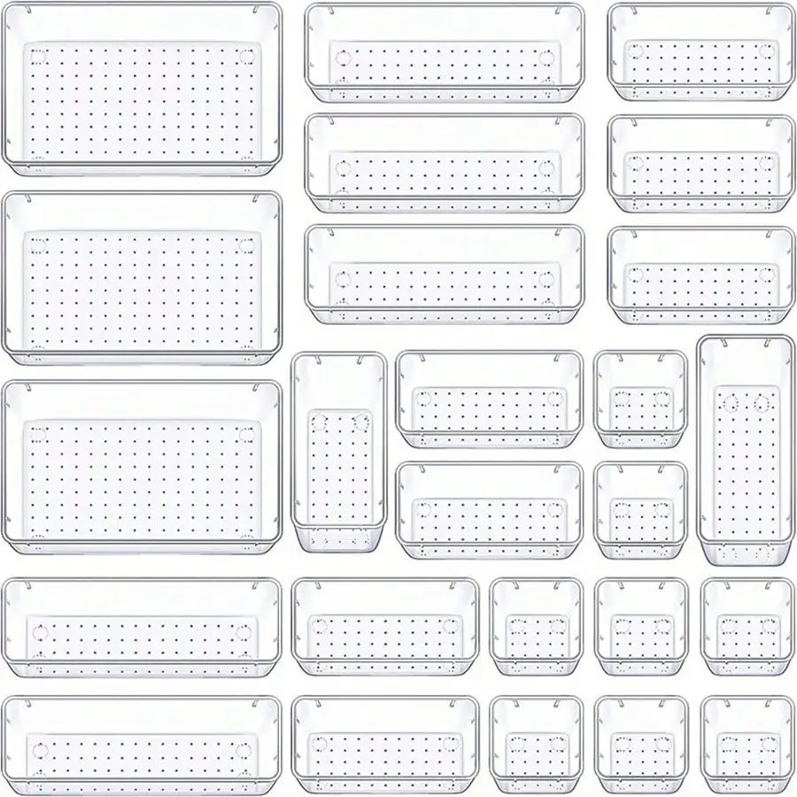 

13/25 шт., набор прозрачных ящиков для хранения, бесплатная комбинация для ванной комнаты, кухни, дома