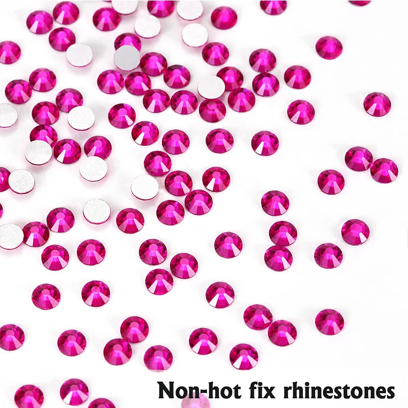 QIAO Peach Super Quality Glitter Gems SS6-SS30 Flatback Stones Crystal Glass Non Hotfix Rhinestones Nail Art Decoration