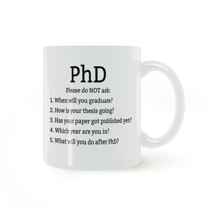 أكواب سيراميك بتصميم 5 أسئلة الدكتوراه هدية للطلاب والمعلمين والزملاء في أعياد الميلاد والمناسبات على الطراز الأمريكي أكواب ل...