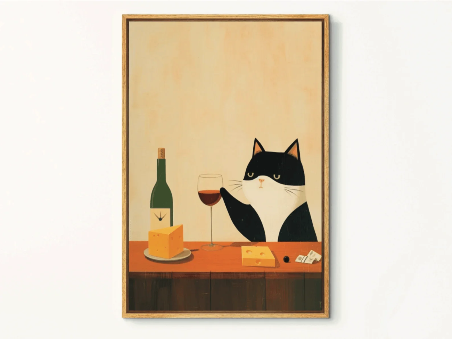 Katze trinken Wein Kunstdruck, Wein Kunstdruck, Küche, Bar, Esszimmer Dekor, Vintage, Retro Bar Poster, Katzenliebhaber Geschenke, Charcut