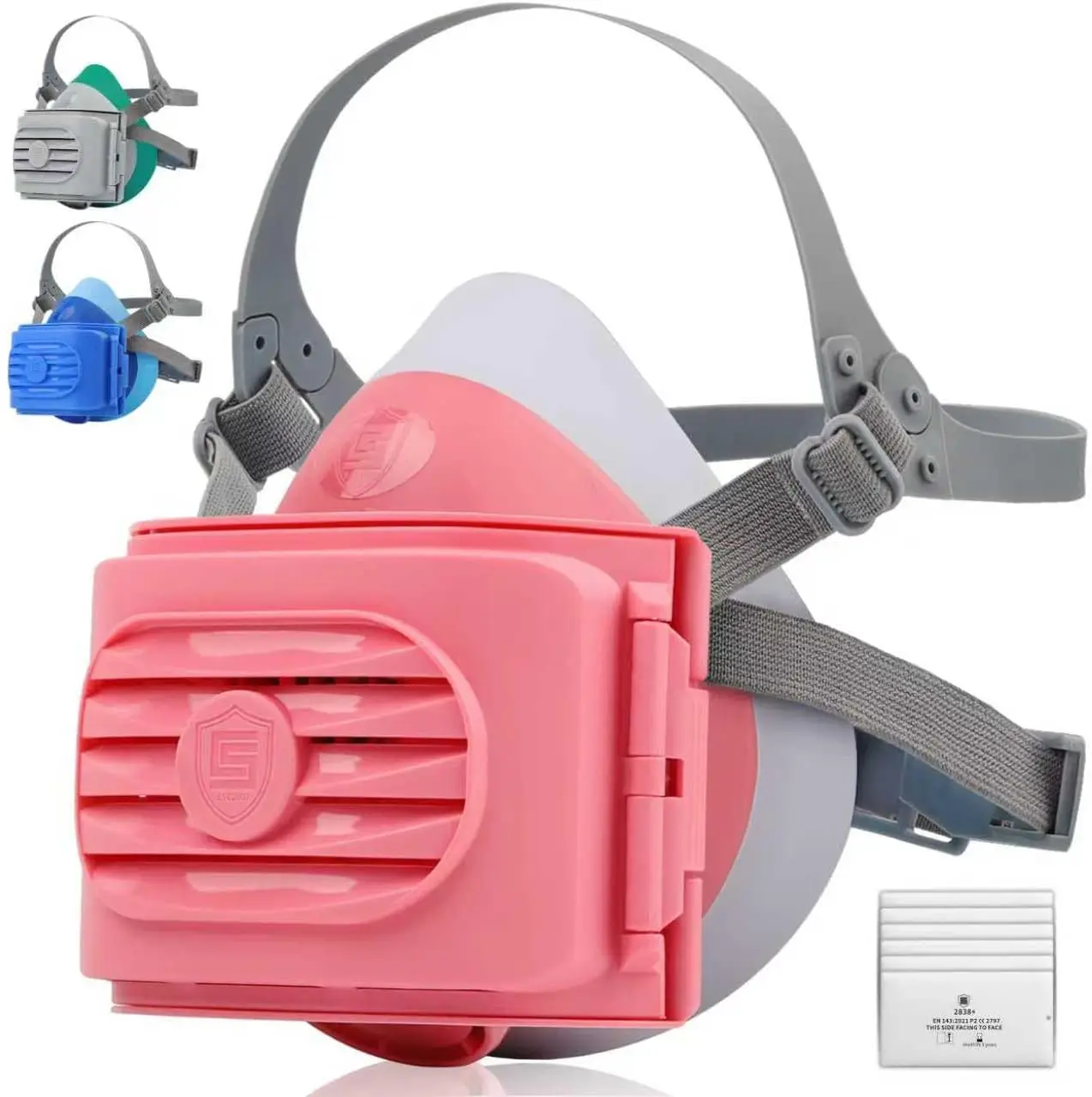 

Reusable Half Face Respirator Mask with 6 Filters, Food-Grade Silicone for Painting, Cleaning, Sanding