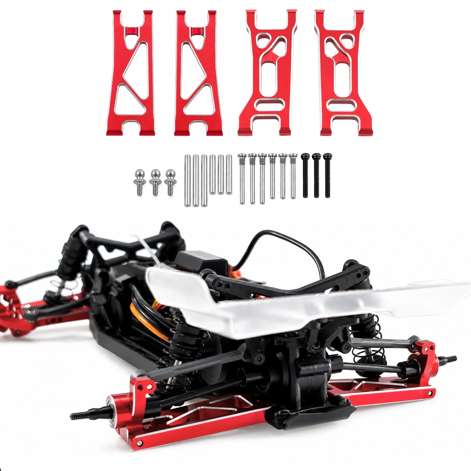 

4 Pieces Front Rear Shock Absorber Linkage Arm Kit Lightweight Aluminum Shock Absorber Linkage Arm Set CNC Aluminum Arms Rigid