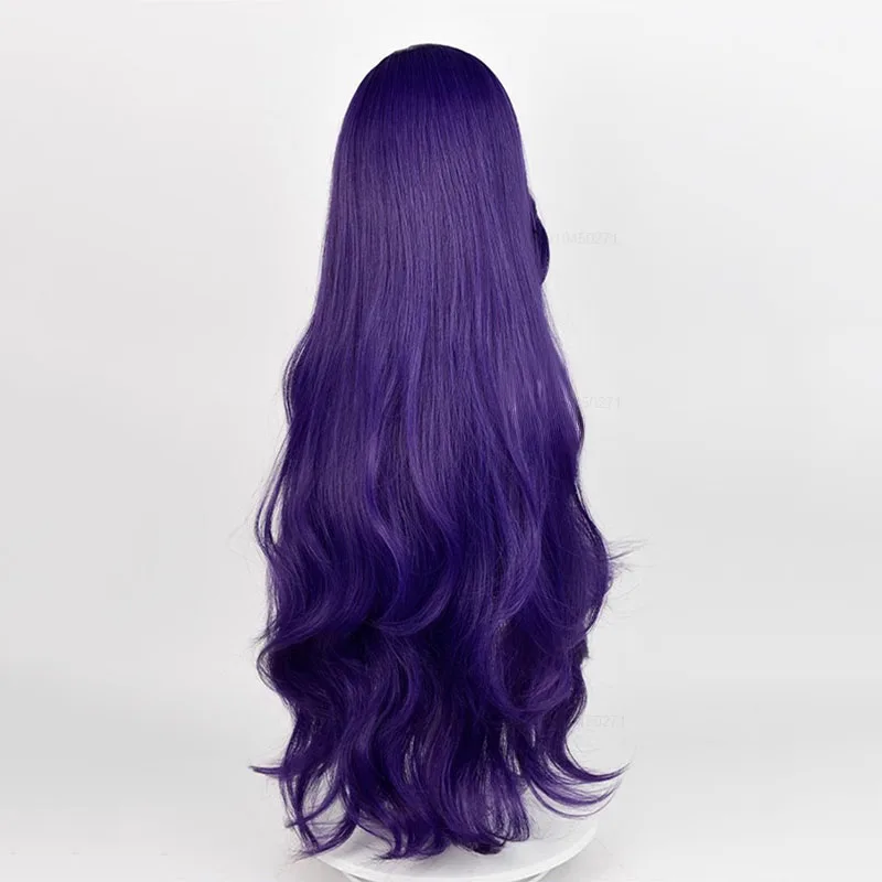 Rarity Cosplay perruque longue vague bouclée perruque violet foncé perruque Cosplay Anime Cosplay perruques résistant à la chaleur perruques synthétiques + bonnet de perruque