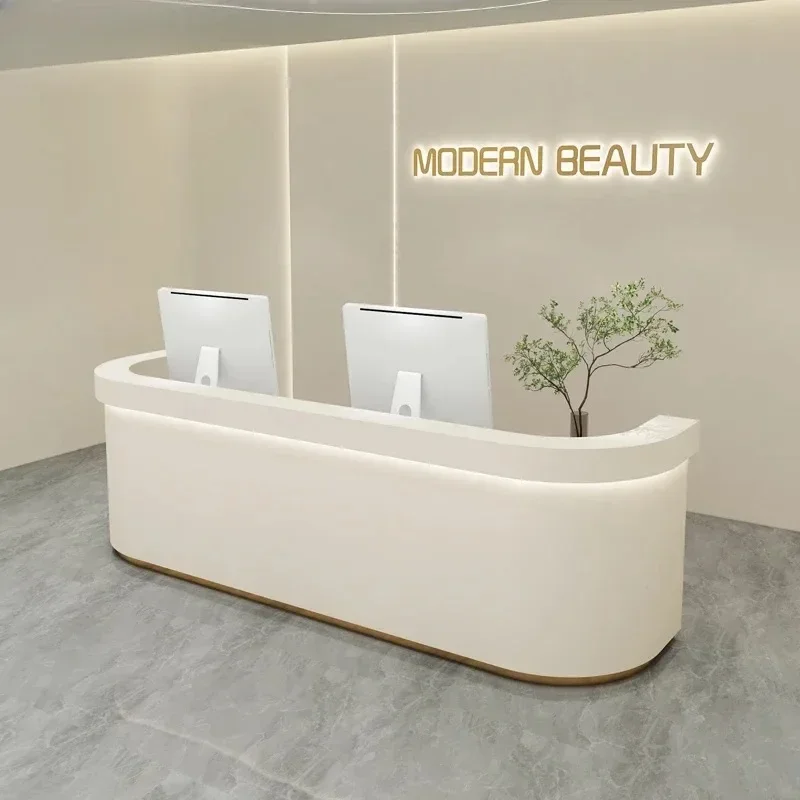 Counter Reception Table Modern Reseption Desk Aesthetic Salon Luxury Receiption Receptionist Front Beauty Storage Grocery Store