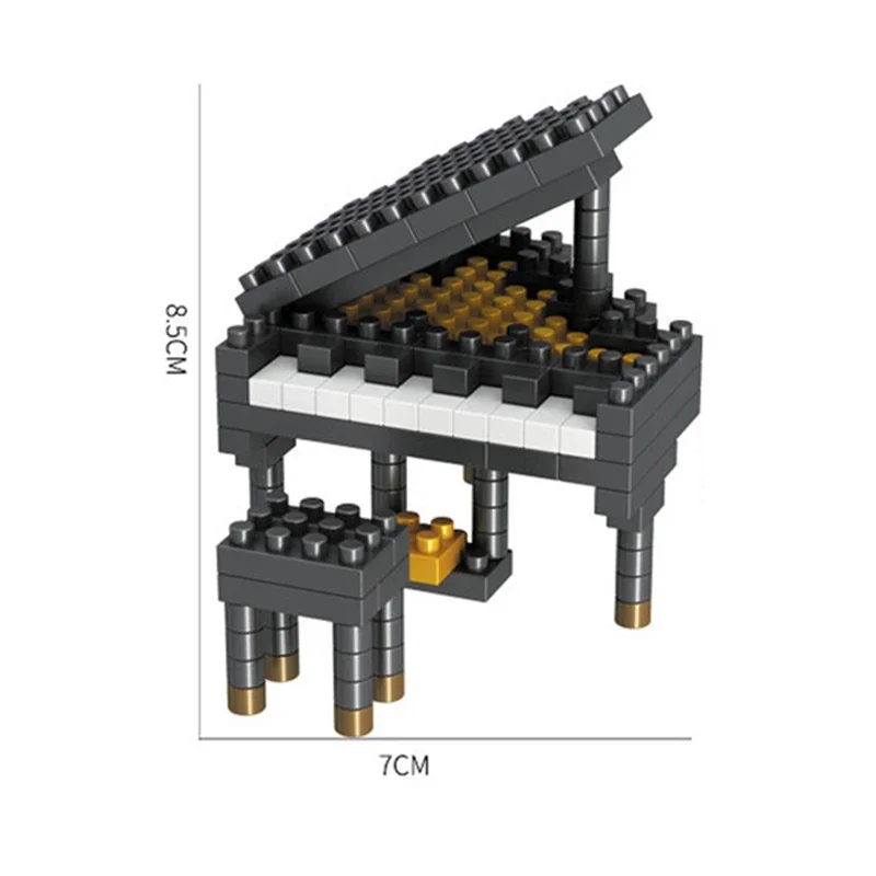 MOC Musical Instrument Building Blocks Music Series ABS Plastic Mini Piano Guitar DIY Assembly Bricks Children Educational Toys