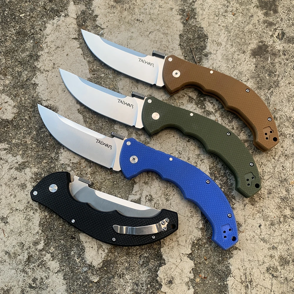 콜드 CS-21TTL 탈와르 접이식 칼, 8Cr13Mov 스틸, 야외 포켓, 다목적 군사 사냥 전투 칼, EDC 생존 도구