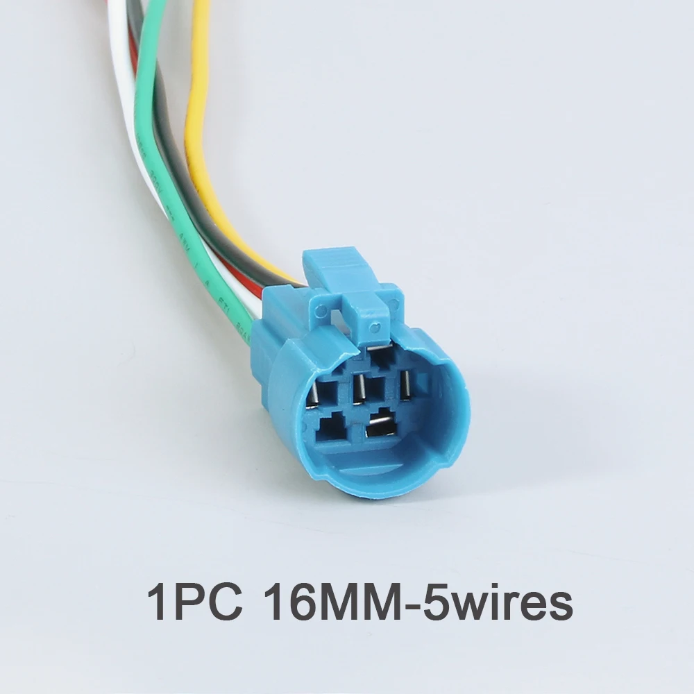 1 PC 16mm 19mm 22mm  Socket for New Type Metal Push Button Socket Wiring 5 wires Stable lamp Light Button Connector