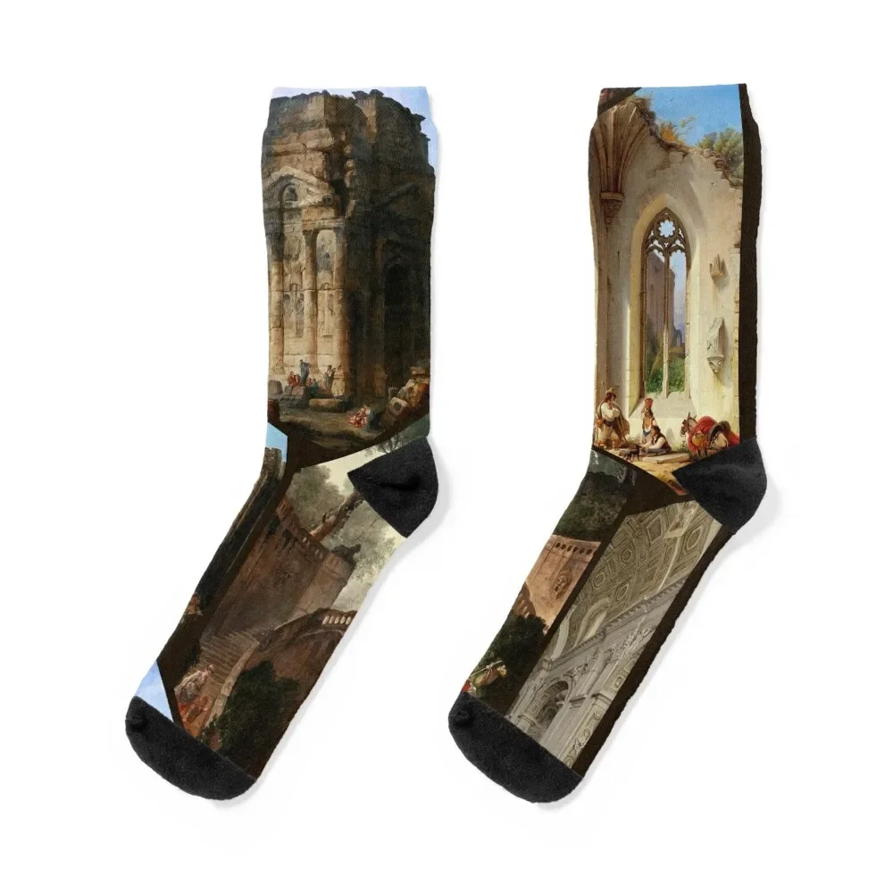 

Old Masters Paintings VOL 02 Architecture Socks Argentina aesthetic Novelties Socks Men Women's