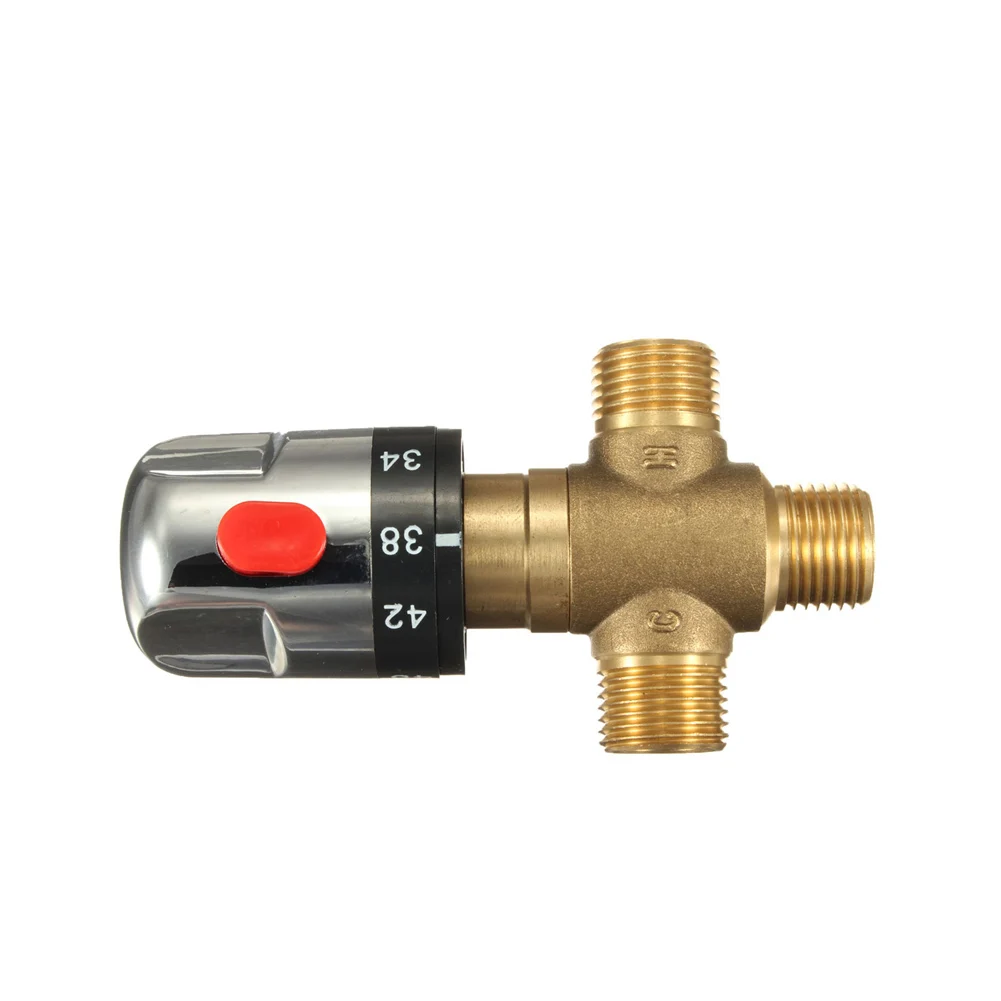 3-Way Brass Pipe Bathroom Water Temperature Control Faucet Cartridges Thermostat Faucet Thermostatic Mixing Valve