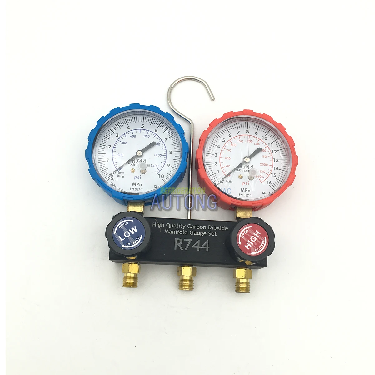 R744 High Quality Carbon Dioxide CO2 Manifold Gauge Set 3Way AC Diagnostic for Refrigeration Freon Charging