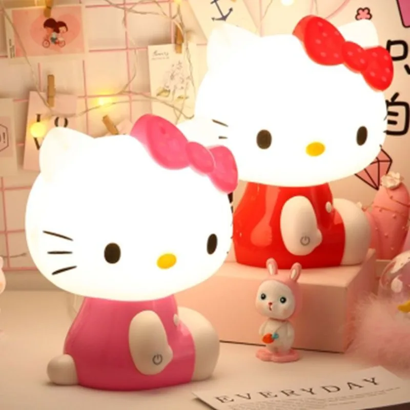 Sanrio New HelloKitty Kawaii Anime Cartoon Night Light Desk Lamp Bedroom Fashion Trend Sense of Luxury Eye Protection Sweetness view 3