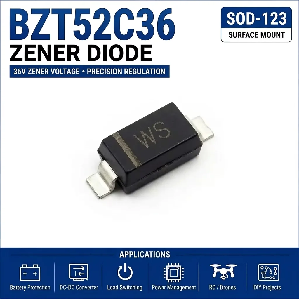 (100 pcs) BZT52C36S/BZT52C36 SOD-323/SOD-123 (Marking WS) 52C36S 52C36 - Zener Diode 36V BZT52