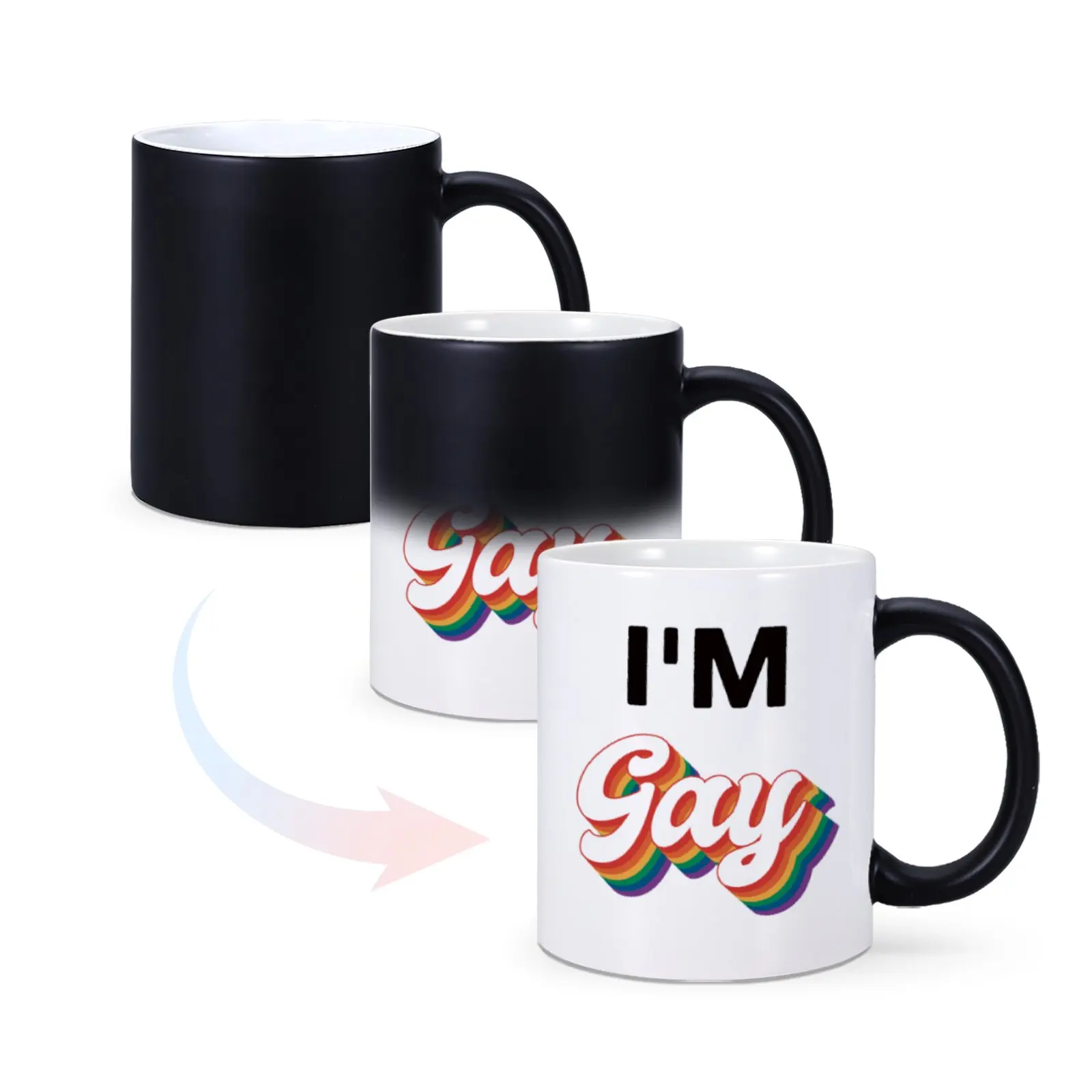 I'm Gay Heat Change Mug Funny Heat Sensitive Color Changing Ceramic Mugs Perfect Novelty Gag Gift for Brother Friend Coffee Cup