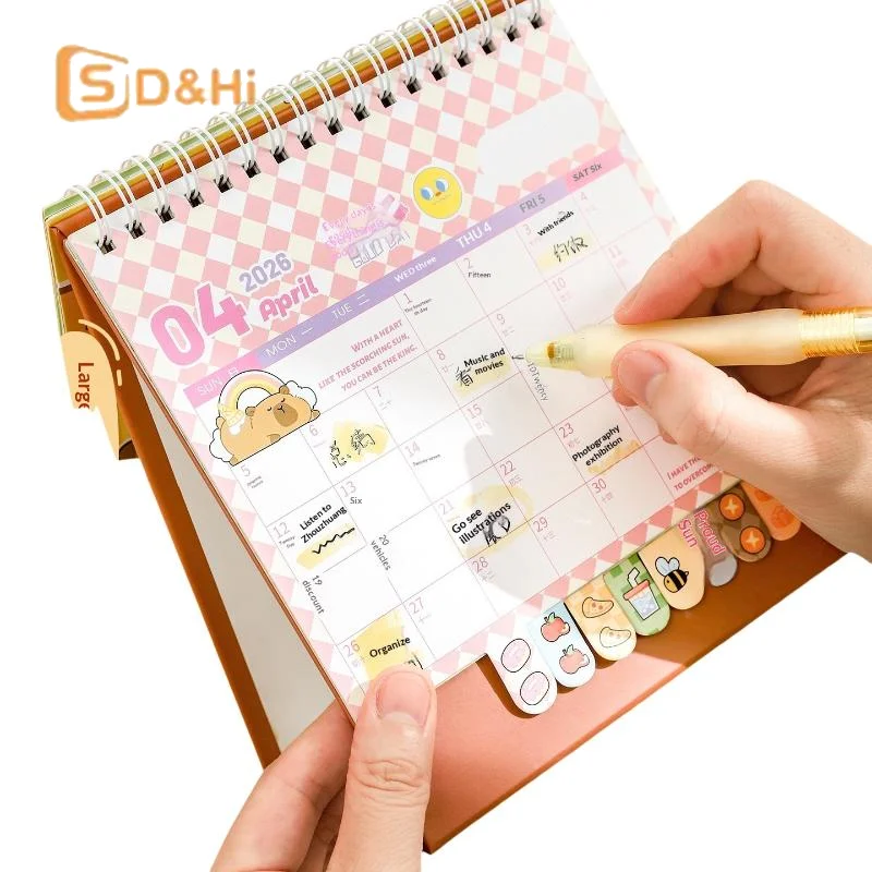 

Портативная катушка 2026, настольный календарь, капибара/панда, настольное украшение, мини-календарь, планировщик расписания, офисные школьные принадлежности