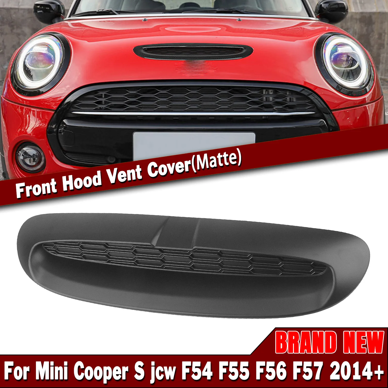 

For Mini Cooper S JCW F54 F55 F56 F57 2014-2024 ABS Matte/Gloss Black Front Engine Bonnets Hood Scoop Air Outlet Vent Cover Trim