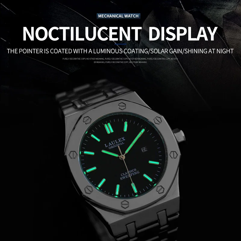 2024 LAULEX Authentic Luxury Top Brand Series Fashion Business Sports Fully Automatic Quartz Movement with Quartz Watch