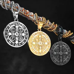 Saint Benedict Exorcism Stainless Steel Men Women Necklaces Pendants Chain Punk Trendy Amulet Jewelry Creativity Gift Wholesale