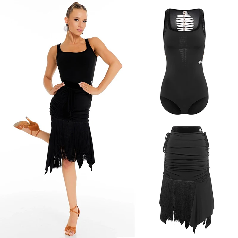 

DUYQ 2022, женская танцевальная одежда, платье для латинских танцев, комбинезон, юбка нестандартной формы, чача-румба, латинское платье, костюмы для выступлений DN22004