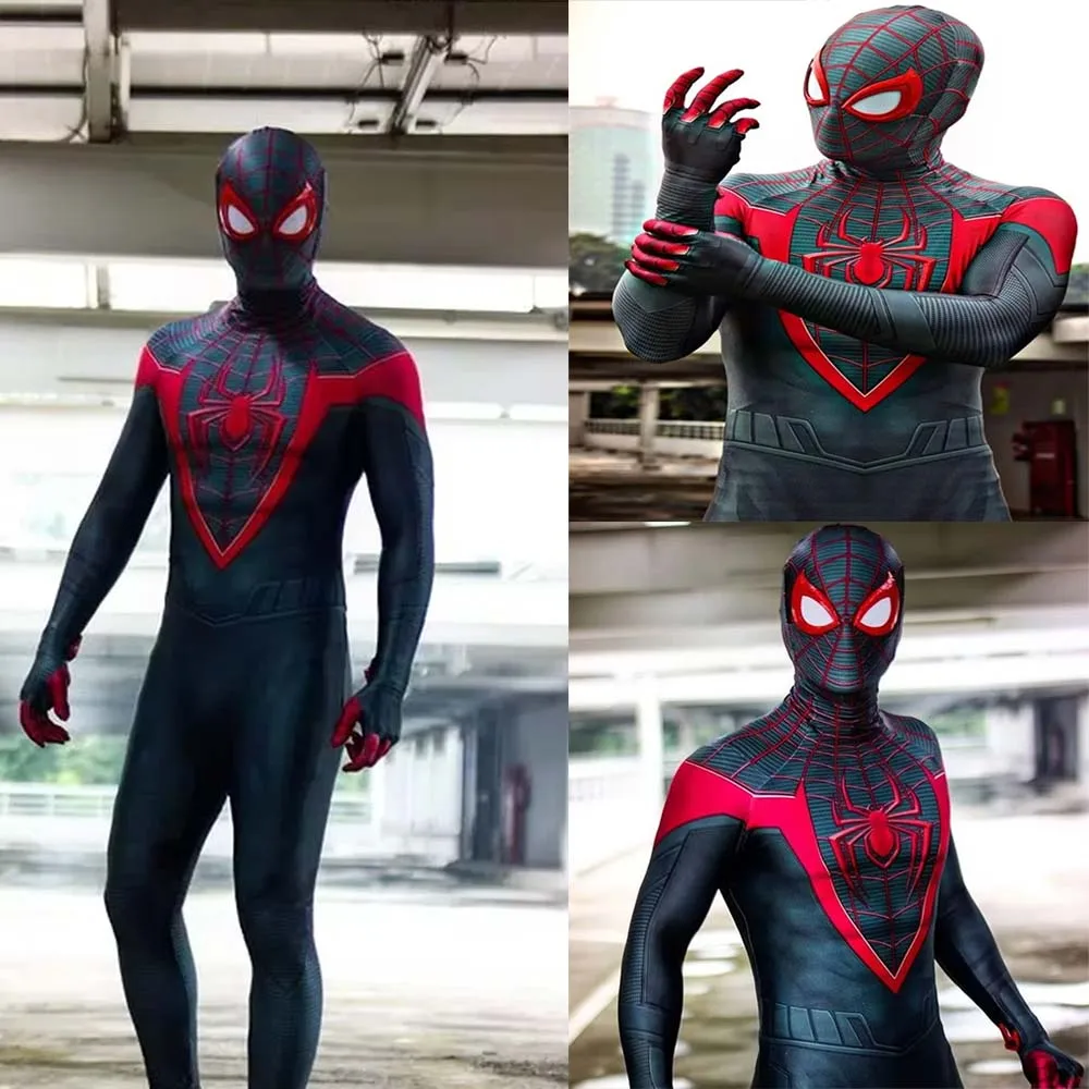 

Halloween Miles Morales PS5 Spider Cosplay Adults Parker Superhero Costume Full Bodysuit Zentai Second Skin Man Party Jumpsuit