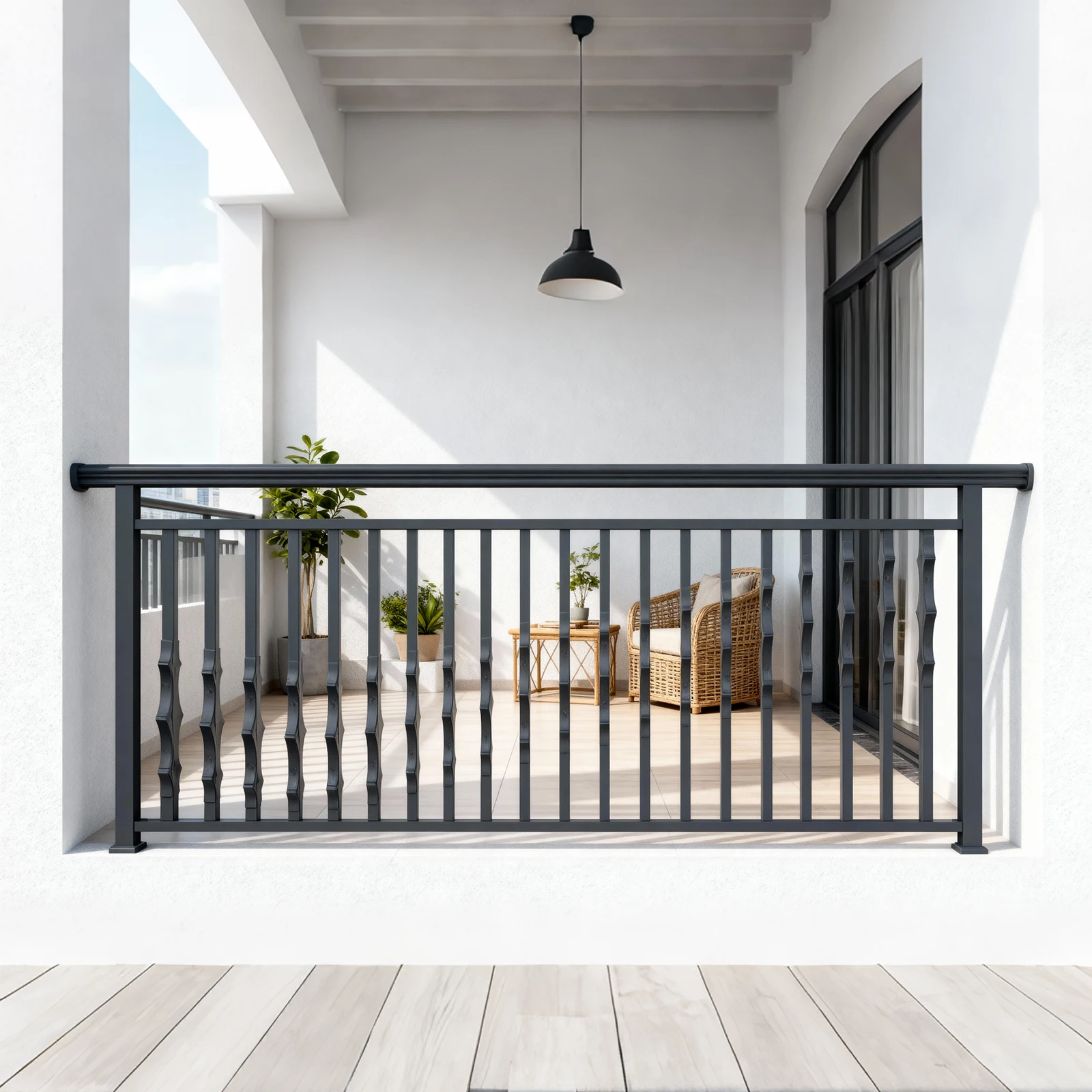 درابزين ودرابزين خارجي من سبائك الألومنيوم للدرج والشرفة/درابزين الشرفة تصميم معاصر قوي ومتين #4