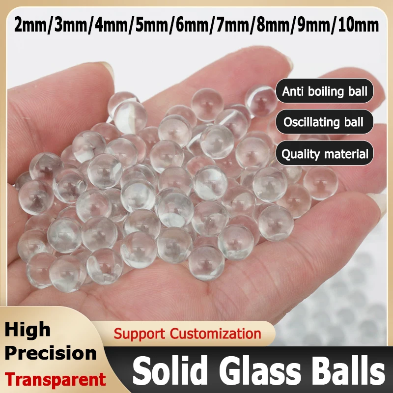 1000-2000pcs Solid Glass Balls 2/3/4/5/6/7/8/9/10mm Transparent High Precision Anti Boiling Ball Oscillation Bead Laboratory Use