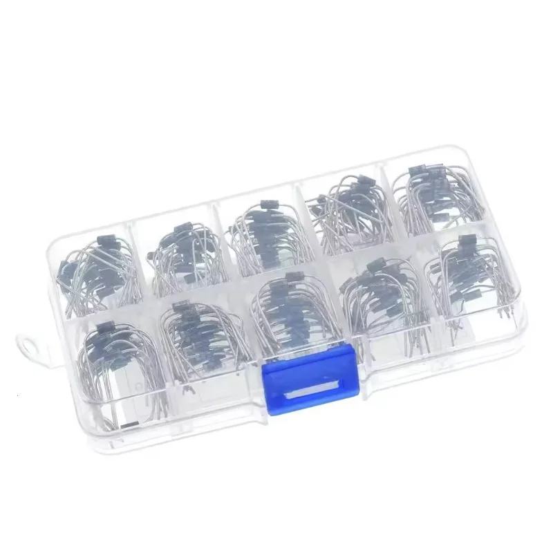 10 specifications of 100 pieces of 1N4001~1N4007, 1N5817, 1N5818, 1N5819 Schottky rectifier diode box set